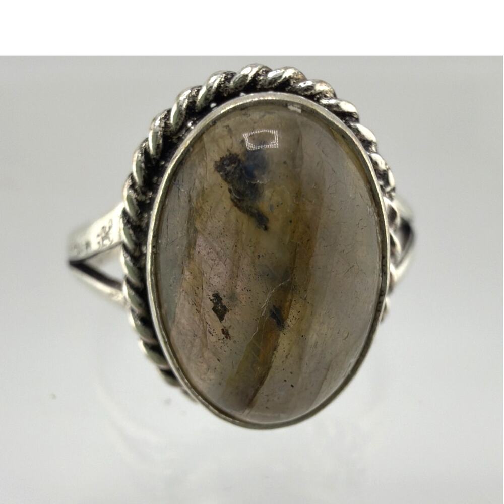 Vintage Handmade Sterling Silver Labradorite Ring 9.5